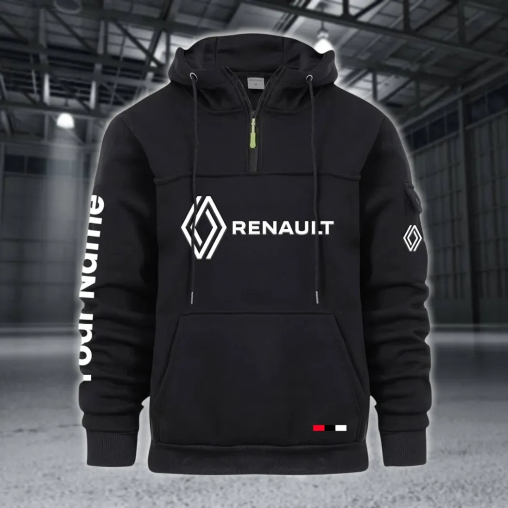 Affordable Auto Large Pocket Hoodie, Car Lover's Quarter-Zip CAR514 - Black