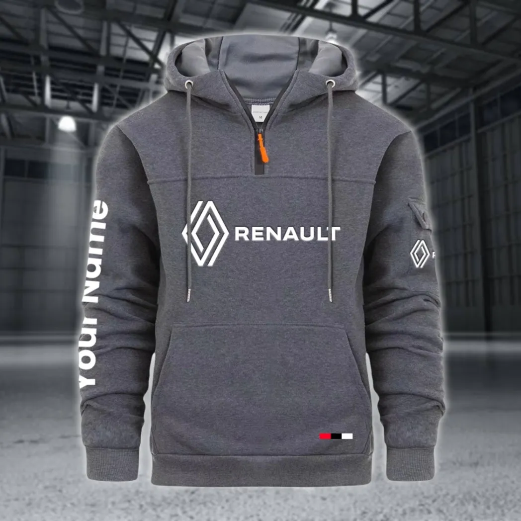 Affordable Auto Large Pocket Hoodie, Car Lover's Quarter-Zip CAR514 - Dark Gray