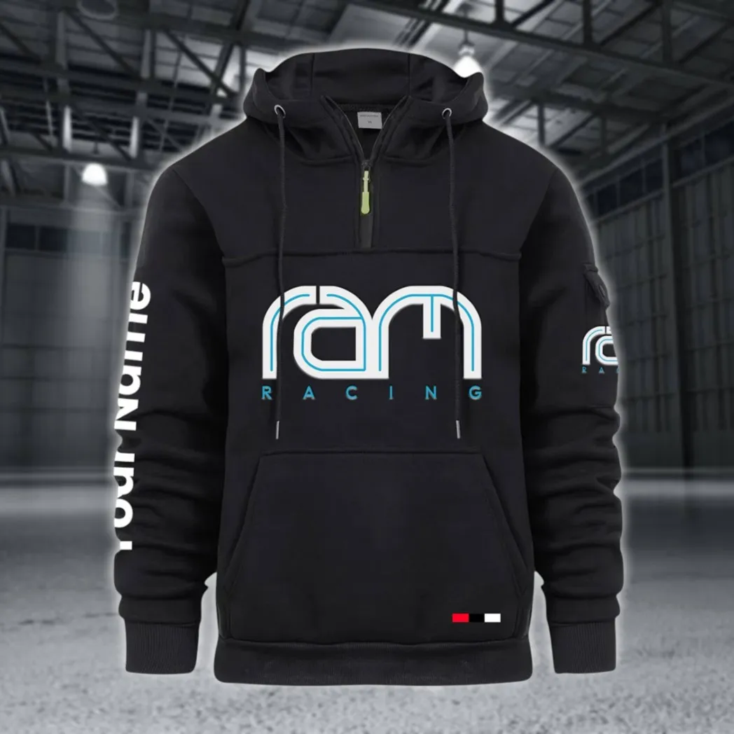 Racing Auto Large Pocket Hoodie, Streetwear Hoodie for Riders CAR514 - Black