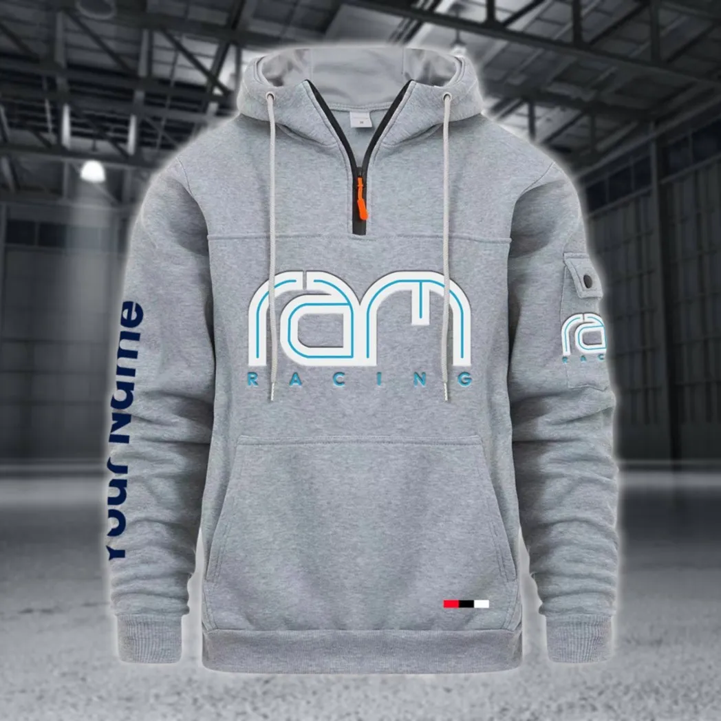 Racing Auto Large Pocket Hoodie, Streetwear Hoodie for Riders CAR514 - Light Gray