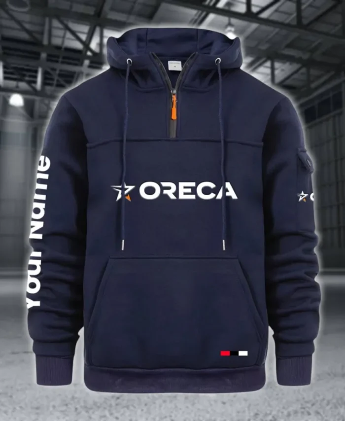 Racing Auto Large Pocket Hoodie, Driver's Essential Quarter-Zip CAR514 - Navy