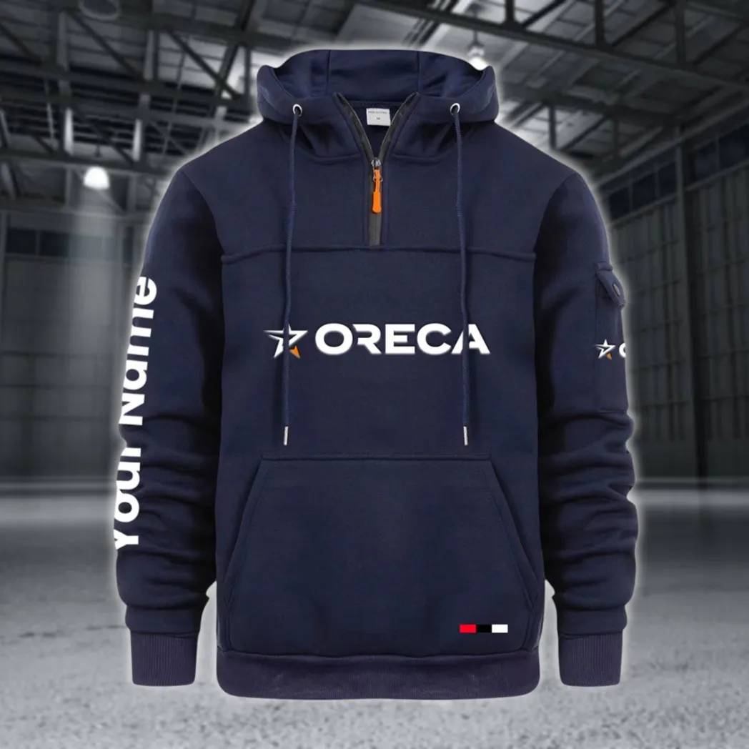 Racing Auto Large Pocket Hoodie, Driver's Essential Quarter-Zip CAR514 - Navy