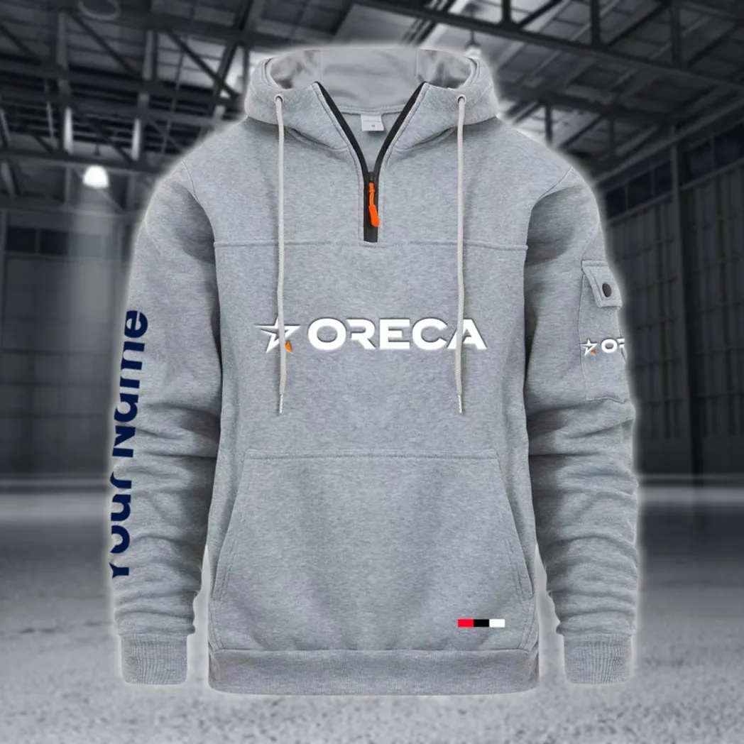 Racing Auto Large Pocket Hoodie, Driver's Essential Quarter-Zip CAR514 - Light Gray