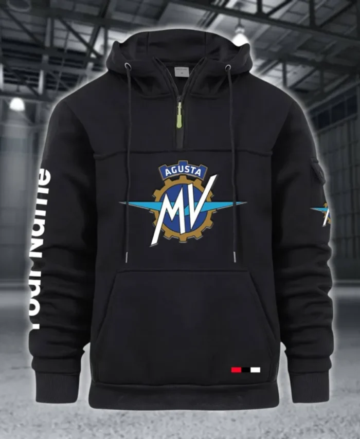 Racing Bike Large Pocket Hoodie, Classic Garage Style Hoodie CAR514 - Black