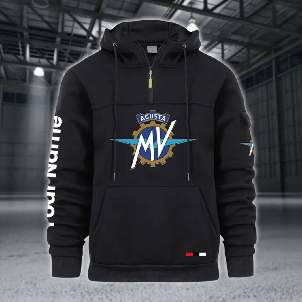 Racing Bike Large Pocket Hoodie, Classic Garage Style Hoodie CAR514 - Black