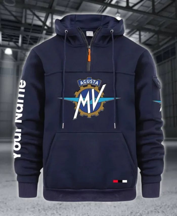 Racing Bike Large Pocket Hoodie, Classic Garage Style Hoodie CAR514 - Navy