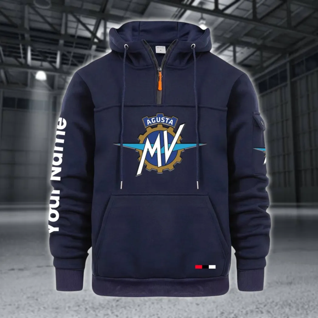 Racing Bike Large Pocket Hoodie, Classic Garage Style Hoodie CAR514 - Navy