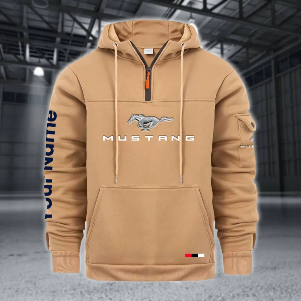 Speed Machine Large Pocket Hoodie, Automotive Lifestyle Zip Hoodie CAR514 - Khaki