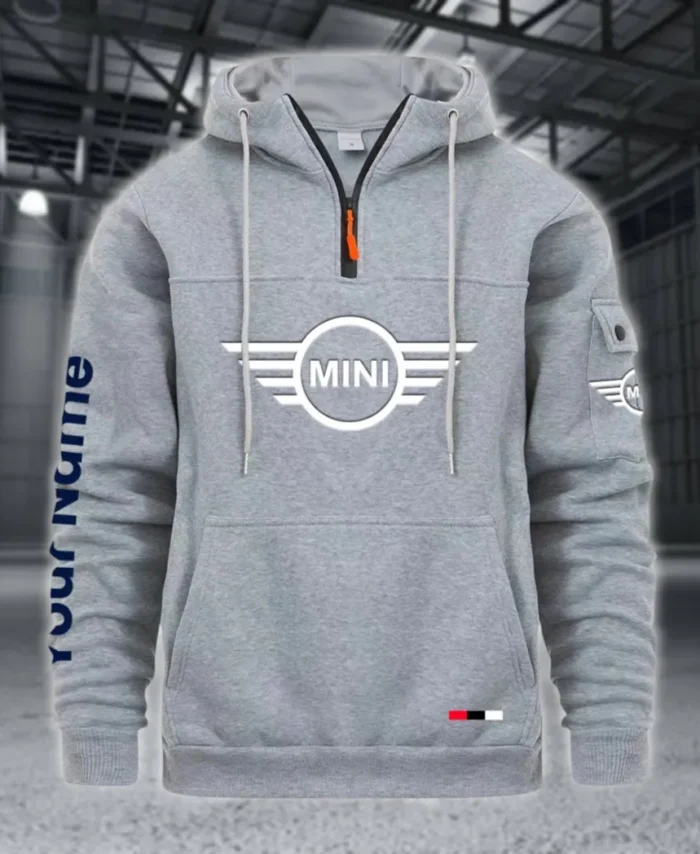 Micro Car Large Pocket Hoodie, Car Culture Pocket Hoodie CAR514 - Light Gray