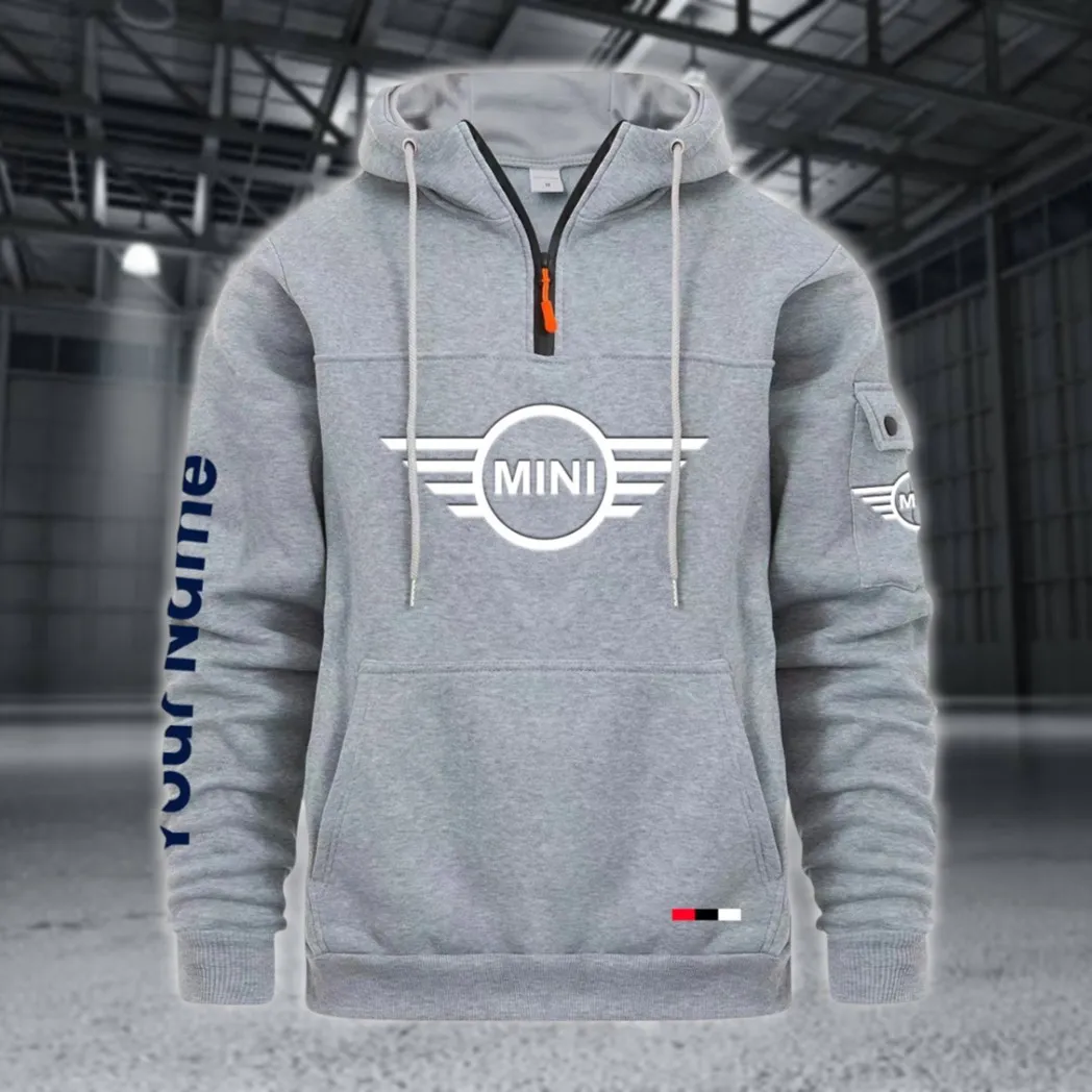 Micro Car Large Pocket Hoodie, Car Culture Pocket Hoodie CAR514 - Light Gray