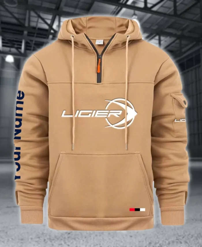 Racing Auto Large Pocket Hoodie, Road Inspired Casual Hoodie CAR514 - Khaki