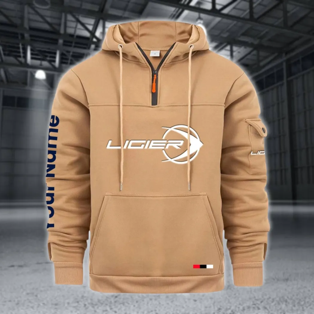 Racing Auto Large Pocket Hoodie, Road Inspired Casual Hoodie CAR514 - Khaki