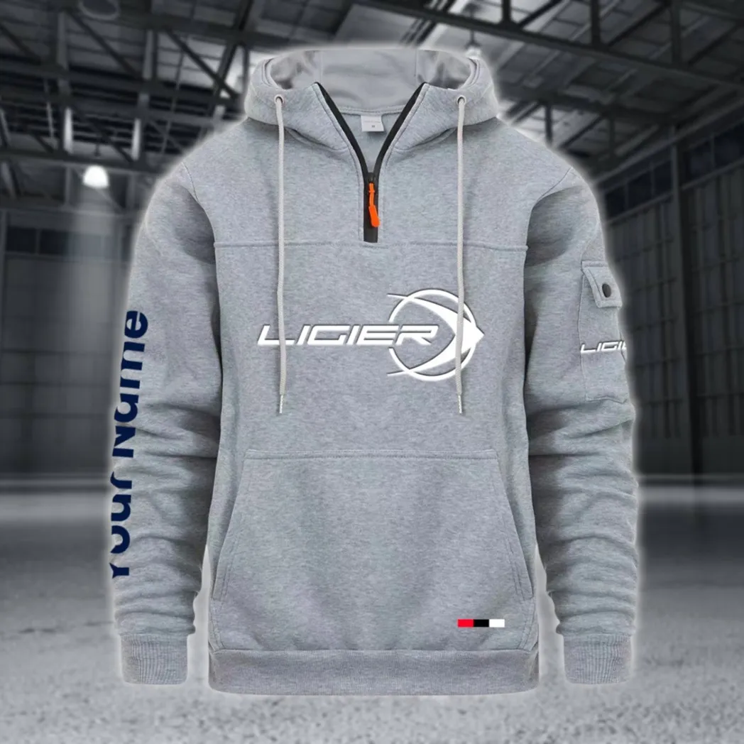 Racing Auto Large Pocket Hoodie, Road Inspired Casual Hoodie CAR514 - Light Gray