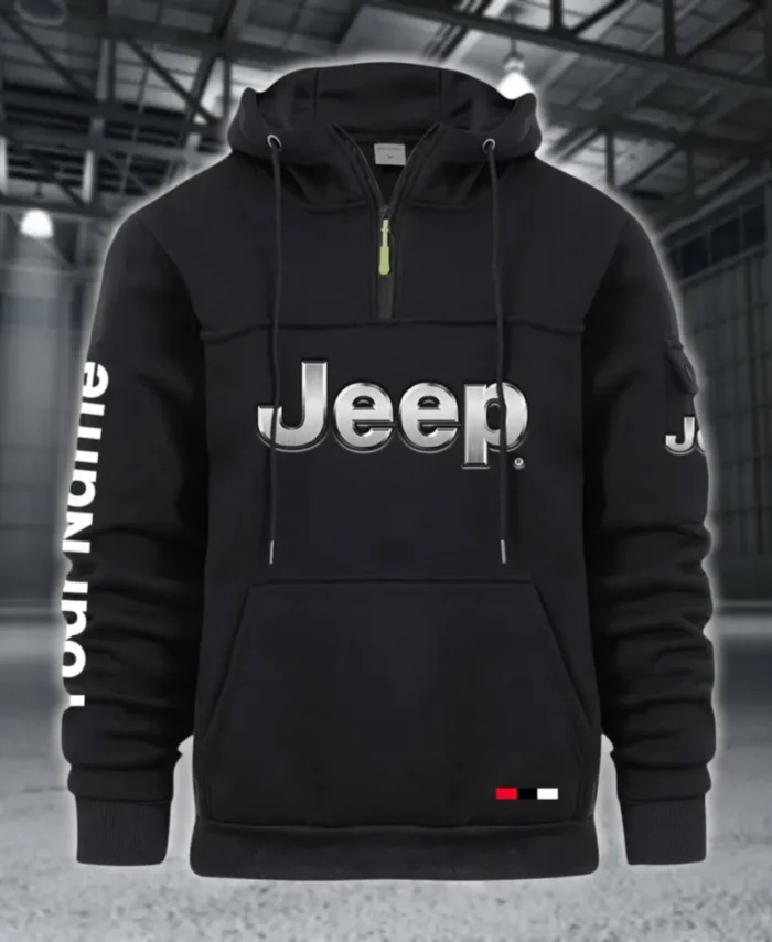 Off-Road SUV Brand Large Pocket Hoodie, Road-Ready Large Pocket Hoodie CAR514 - Black