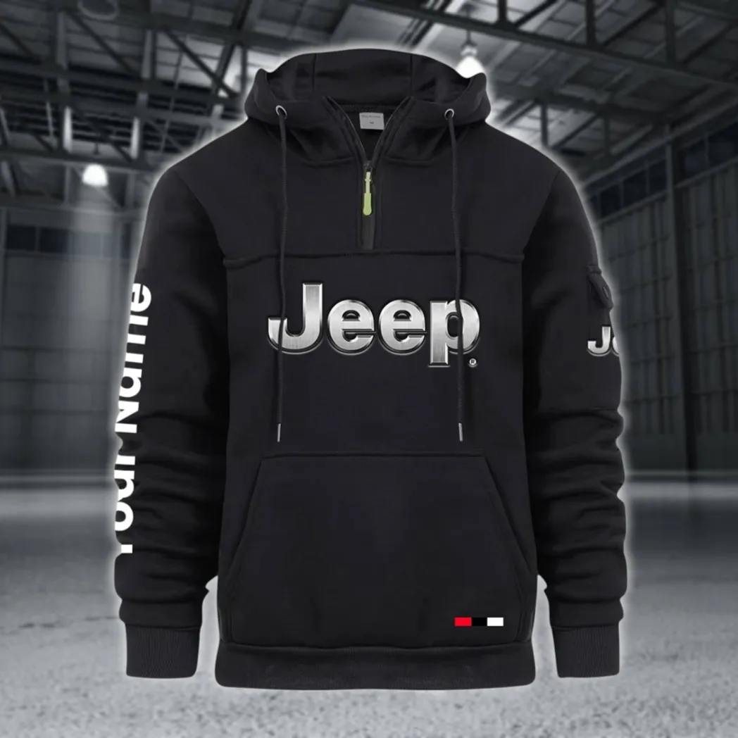 Off-Road SUV Brand Large Pocket Hoodie, Road-Ready Large Pocket Hoodie CAR514 - Black