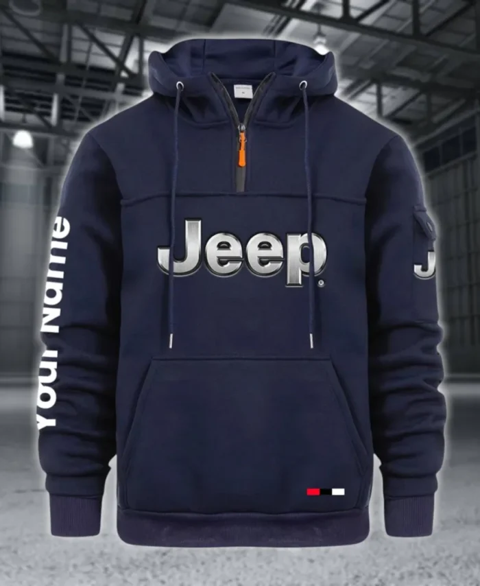 Off-Road SUV Brand Large Pocket Hoodie, Road-Ready Large Pocket Hoodie CAR514 - Navy