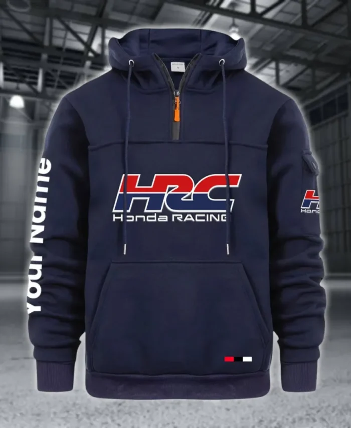 Racing Auto Large Pocket Hoodie, Automotive Lifestyle Zip Hoodie CAR514 - Navy