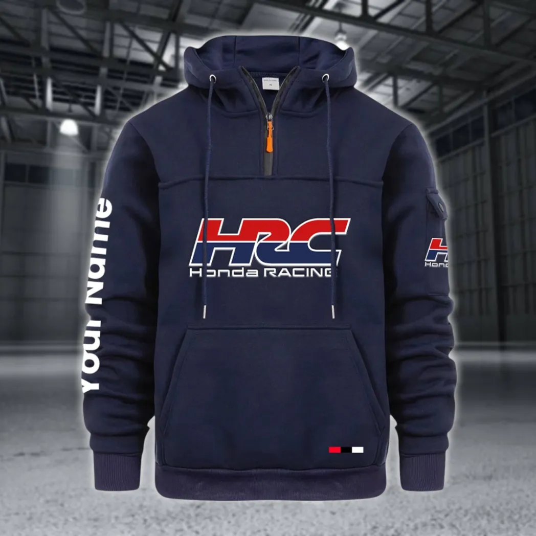 Racing Auto Large Pocket Hoodie, Automotive Lifestyle Zip Hoodie CAR514 - Navy