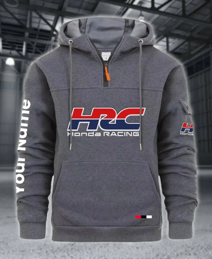 Racing Auto Large Pocket Hoodie, Automotive Lifestyle Zip Hoodie CAR514 - Dark Gray