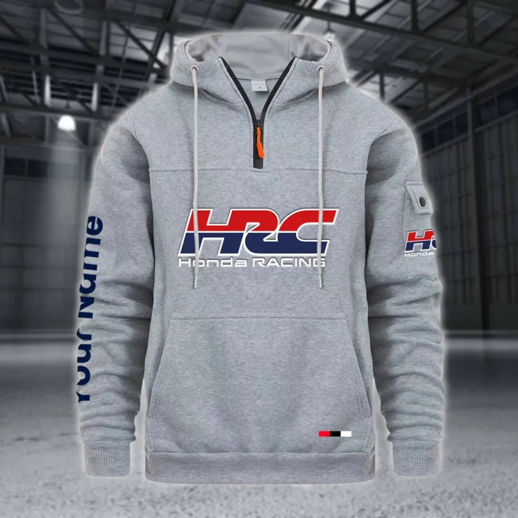 Racing Auto Large Pocket Hoodie, Automotive Lifestyle Zip Hoodie CAR514 - Light Gray
