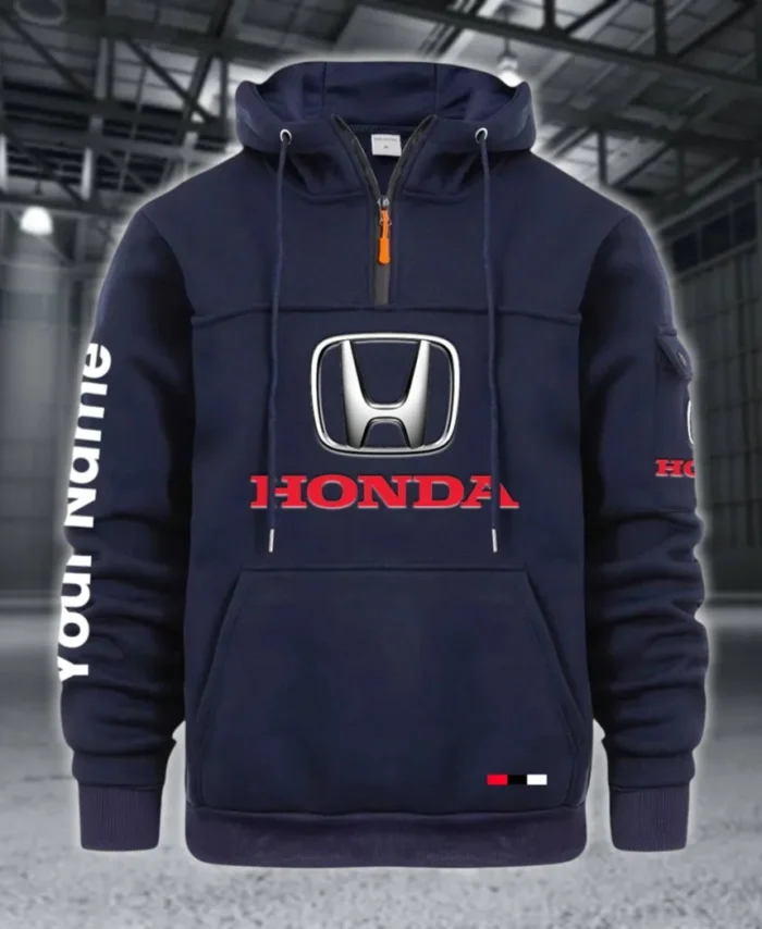 Off-Road Bike Large Pocket Hoodie, Classic Garage Style Hoodie CAR514 - Navy