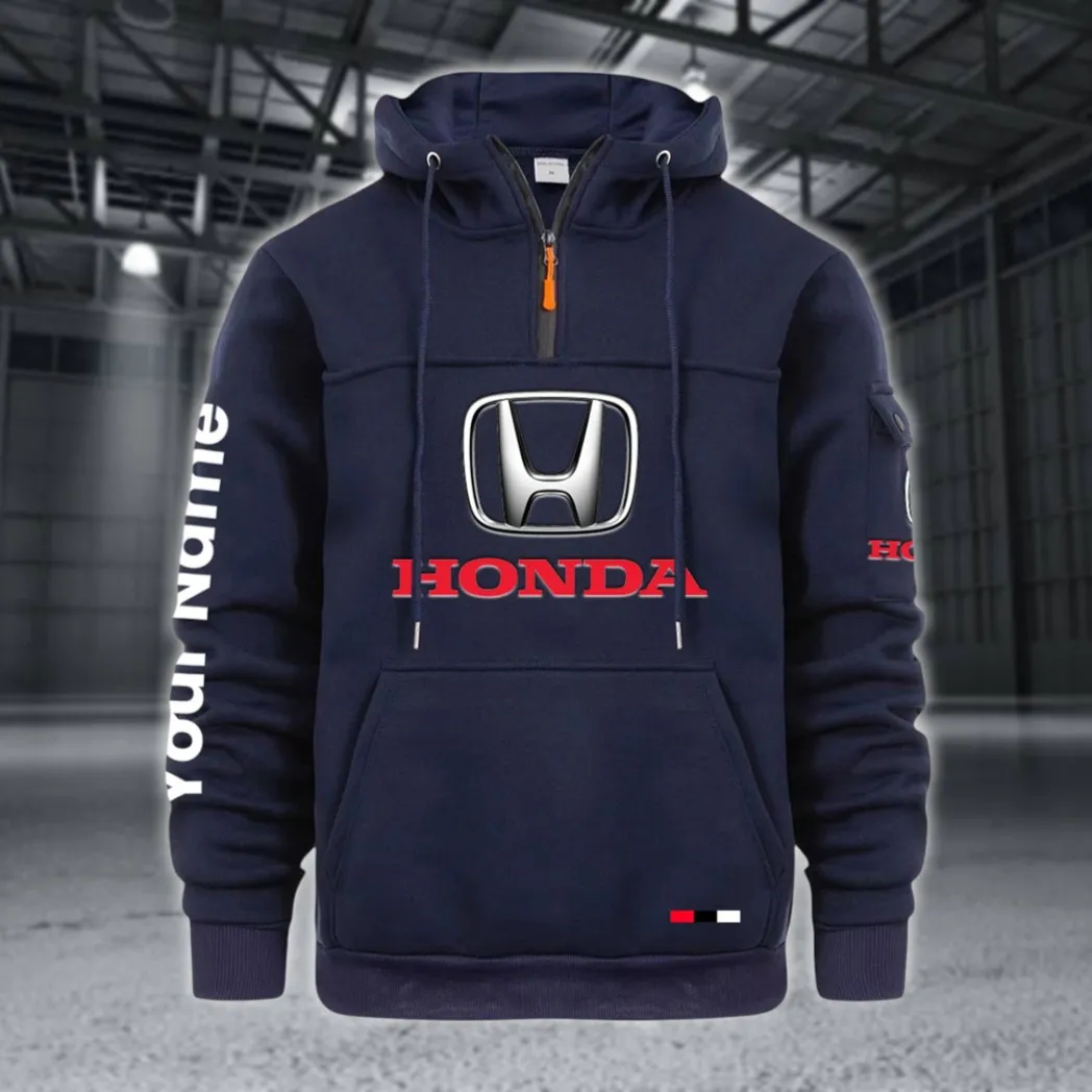 Off-Road Bike Large Pocket Hoodie, Classic Garage Style Hoodie CAR514 - Navy
