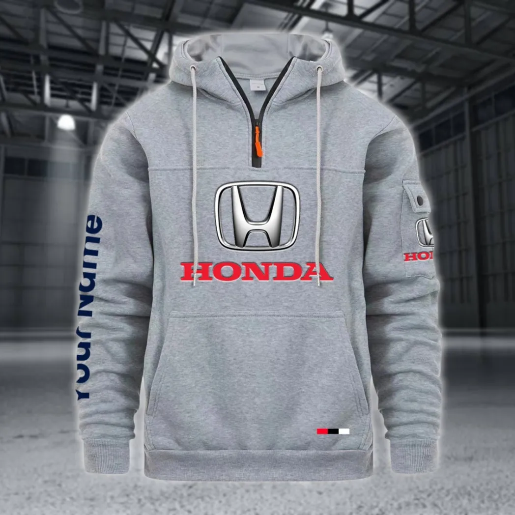 Off-Road Bike Large Pocket Hoodie, Classic Garage Style Hoodie CAR514 - Light Gray