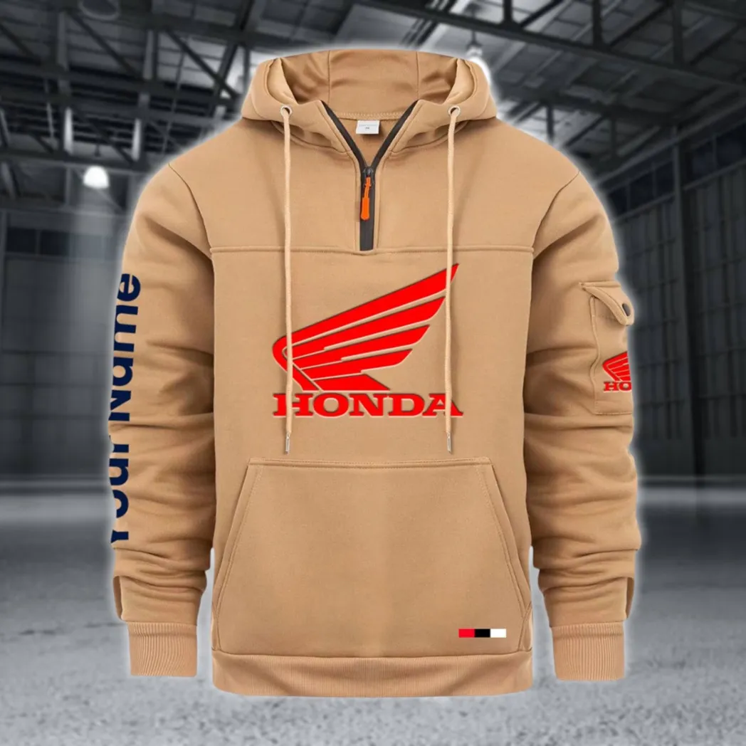 Sport Bike Large Pocket Hoodie, Classic Garage Style Hoodie CAR514 - Khaki