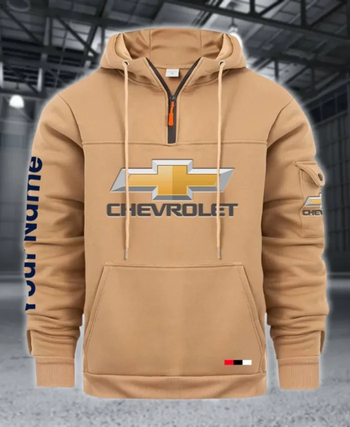 Pickup Truck Large Pocket Hoodie, Road Inspired Casual Hoodie CAR514 - Khaki