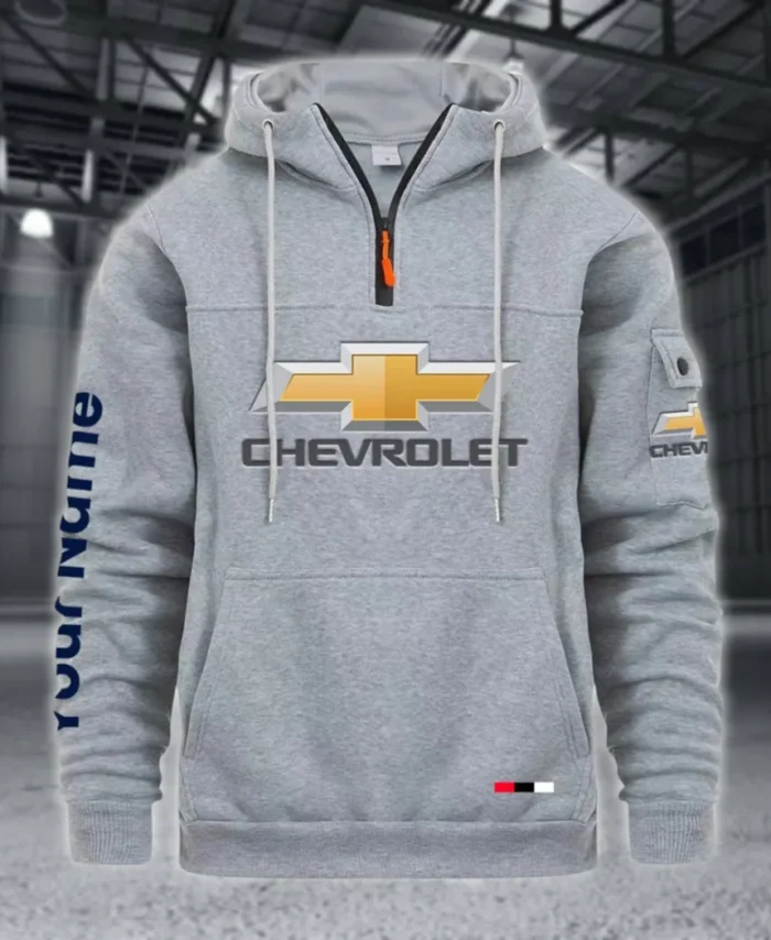 Pickup Truck Large Pocket Hoodie, Road Inspired Casual Hoodie CAR514 - Light Gray