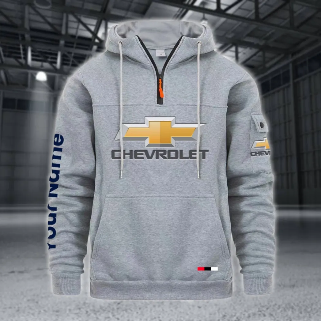 Pickup Truck Large Pocket Hoodie, Road Inspired Casual Hoodie CAR514 - Light Gray