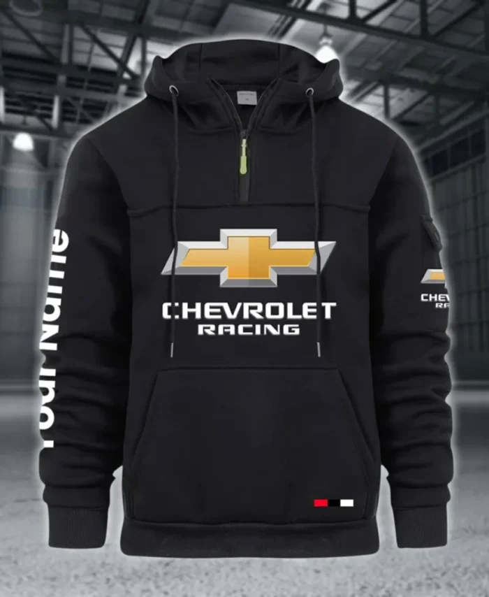 Racing Auto Large Pocket Hoodie, Rugged Streetwear Car Hoodie CAR514 - Black