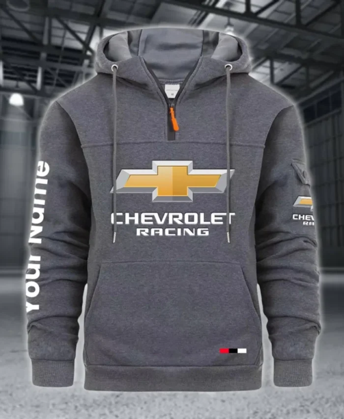 Racing Auto Large Pocket Hoodie, Rugged Streetwear Car Hoodie CAR514 - Dark Gray
