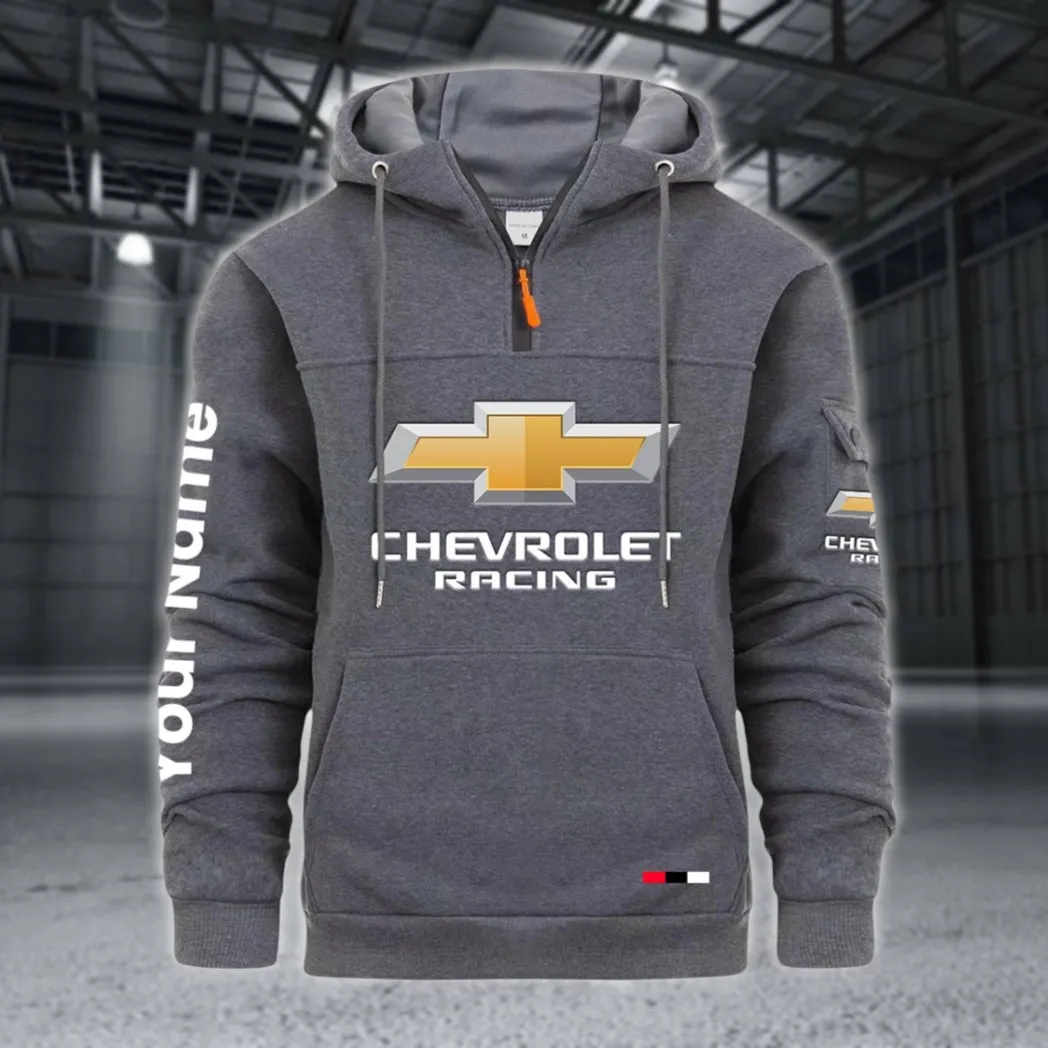 Racing Auto Large Pocket Hoodie, Rugged Streetwear Car Hoodie CAR514 - Dark Gray