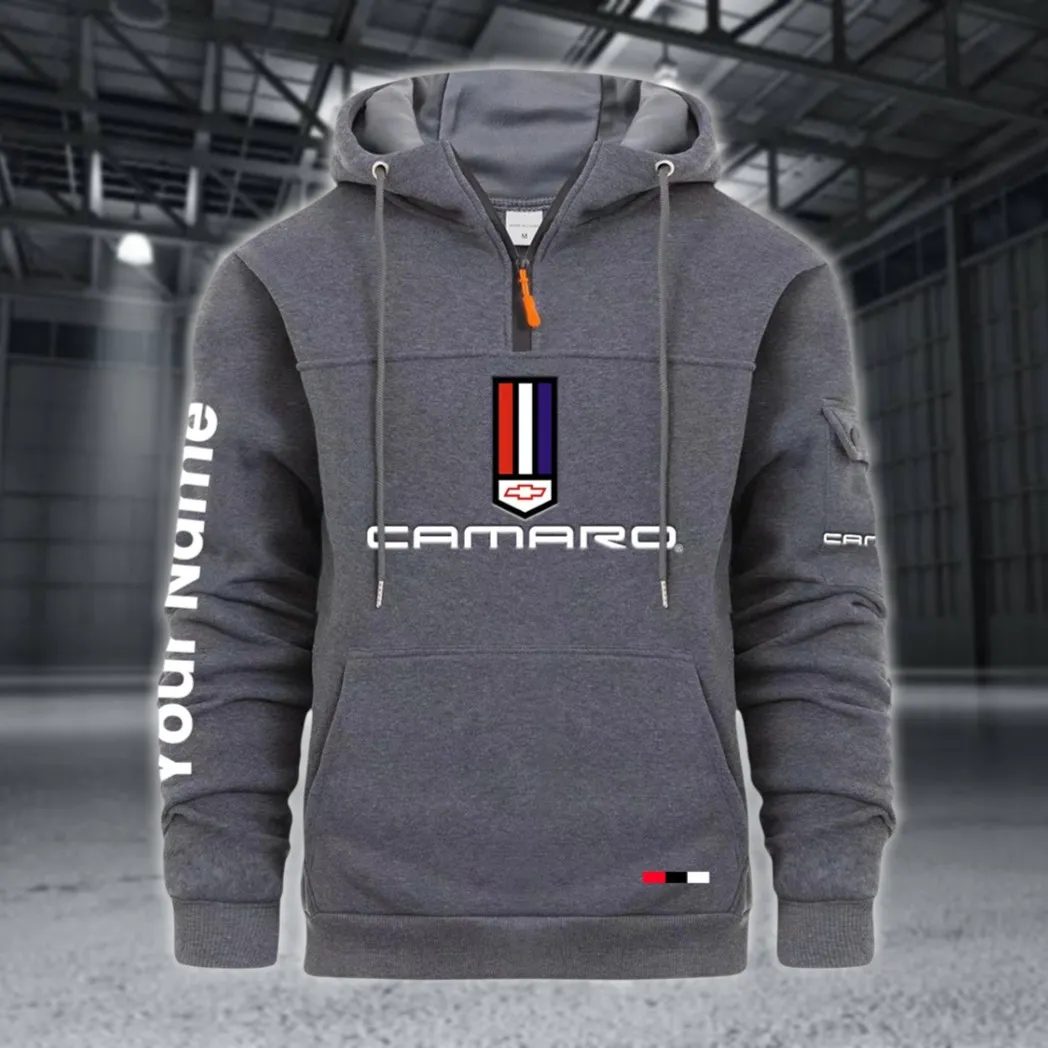 Classic Sports Coupe Large Pocket Hoodie, Car Lover's Quarter-Zip CAR514 - Dark Gray