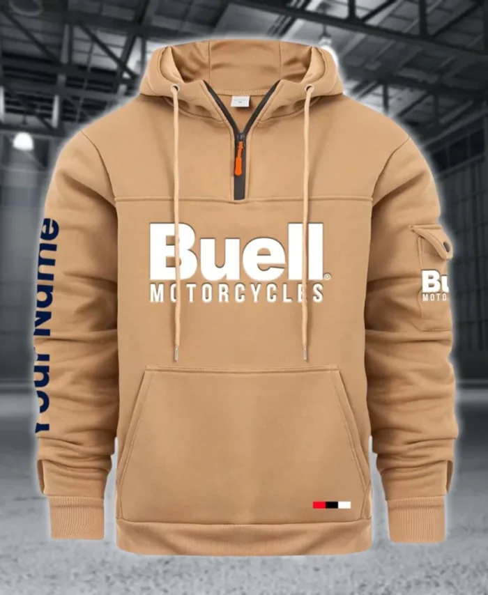 Modern Street Bike Large Pocket Hoodie, Car Culture Pocket Hoodie CAR514 - Khaki
