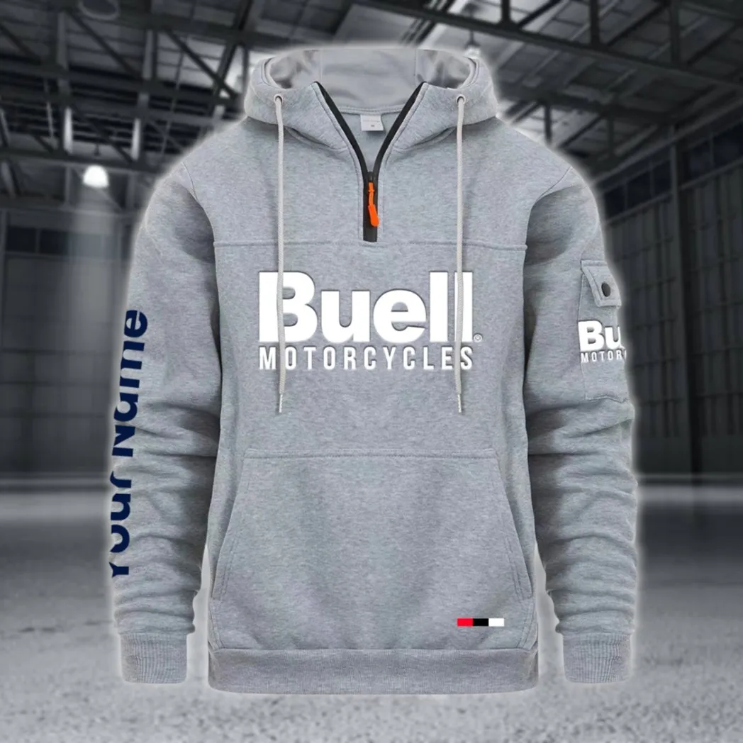 Modern Street Bike Large Pocket Hoodie, Car Culture Pocket Hoodie CAR514 - Light Gray