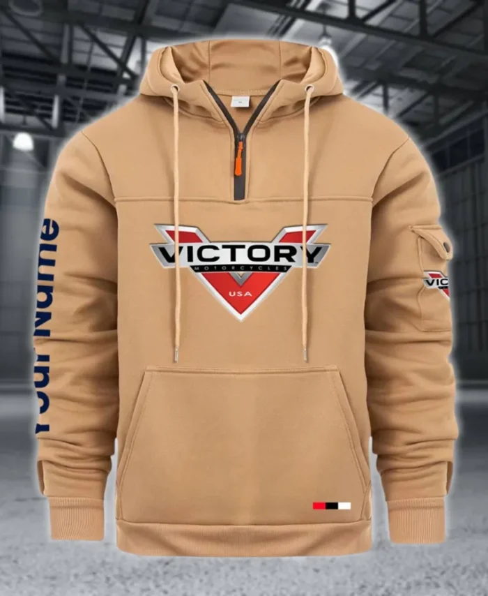 Classic Motorcycle Large Pocket Hoodie, Automotive Lifestyle Zip Hoodie CAR514 - Khaki