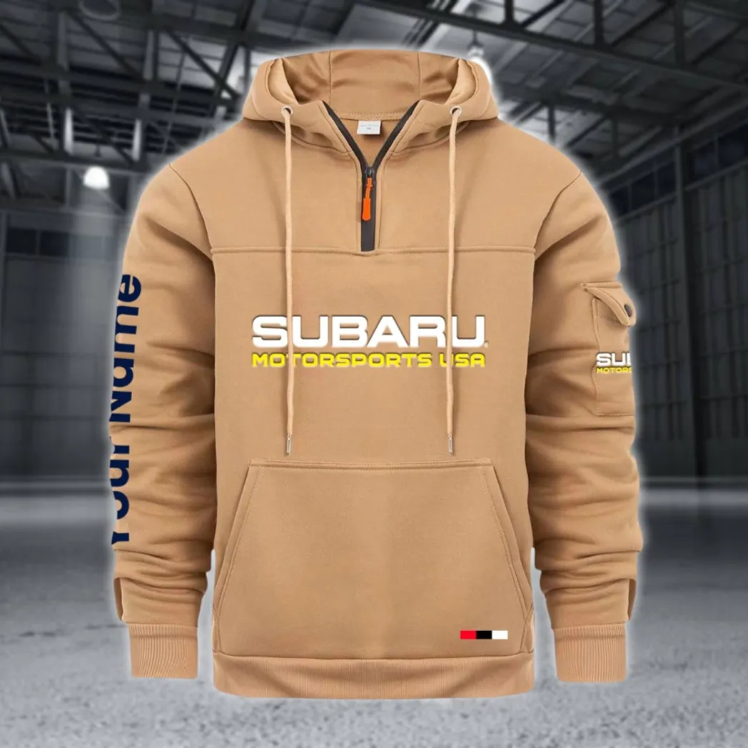 Rally-Inspired Vehicle Large Pocket Hoodie, Road Inspired Casual Hoodie CAR514 - Khaki