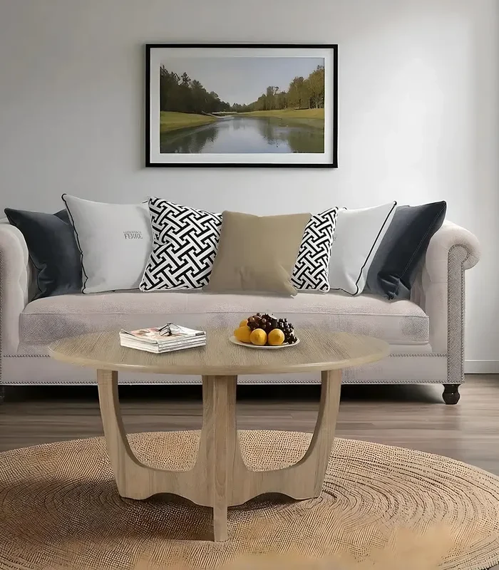 Round Solid Wood Coffee Table Modern Sophisticated Design