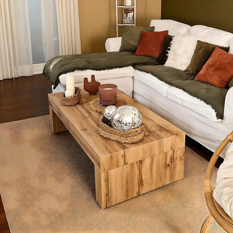 Solid Wood Coffee Table Modern Minimalist Style