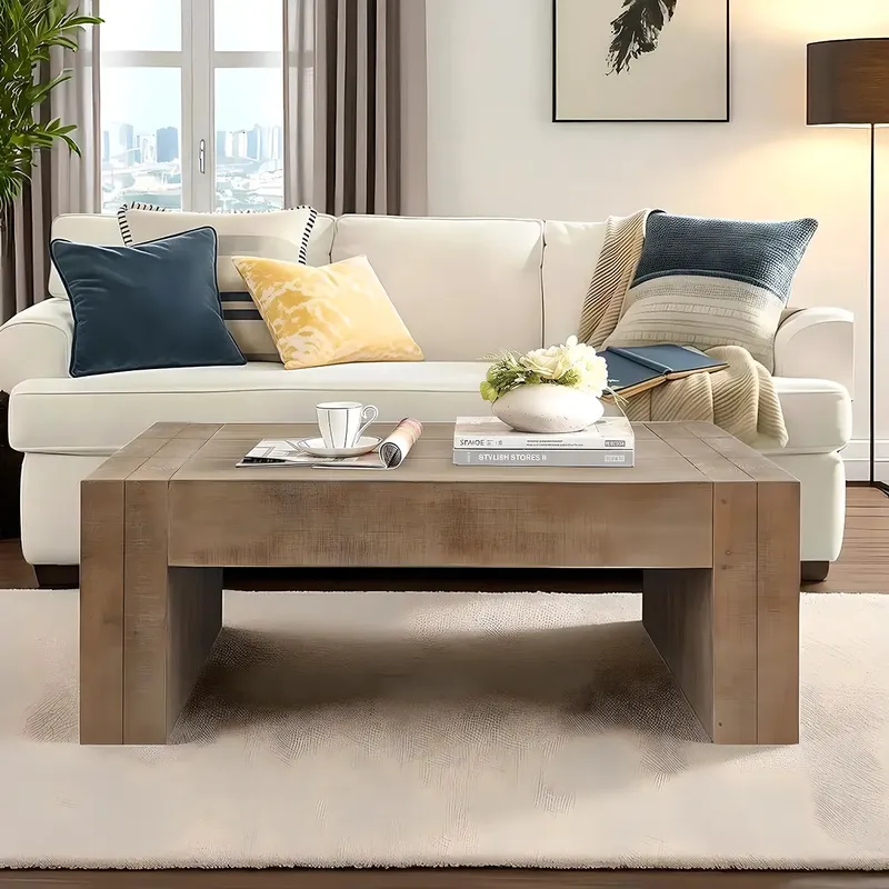 Solid Wood Coffee Table Clean Minimalist Style
